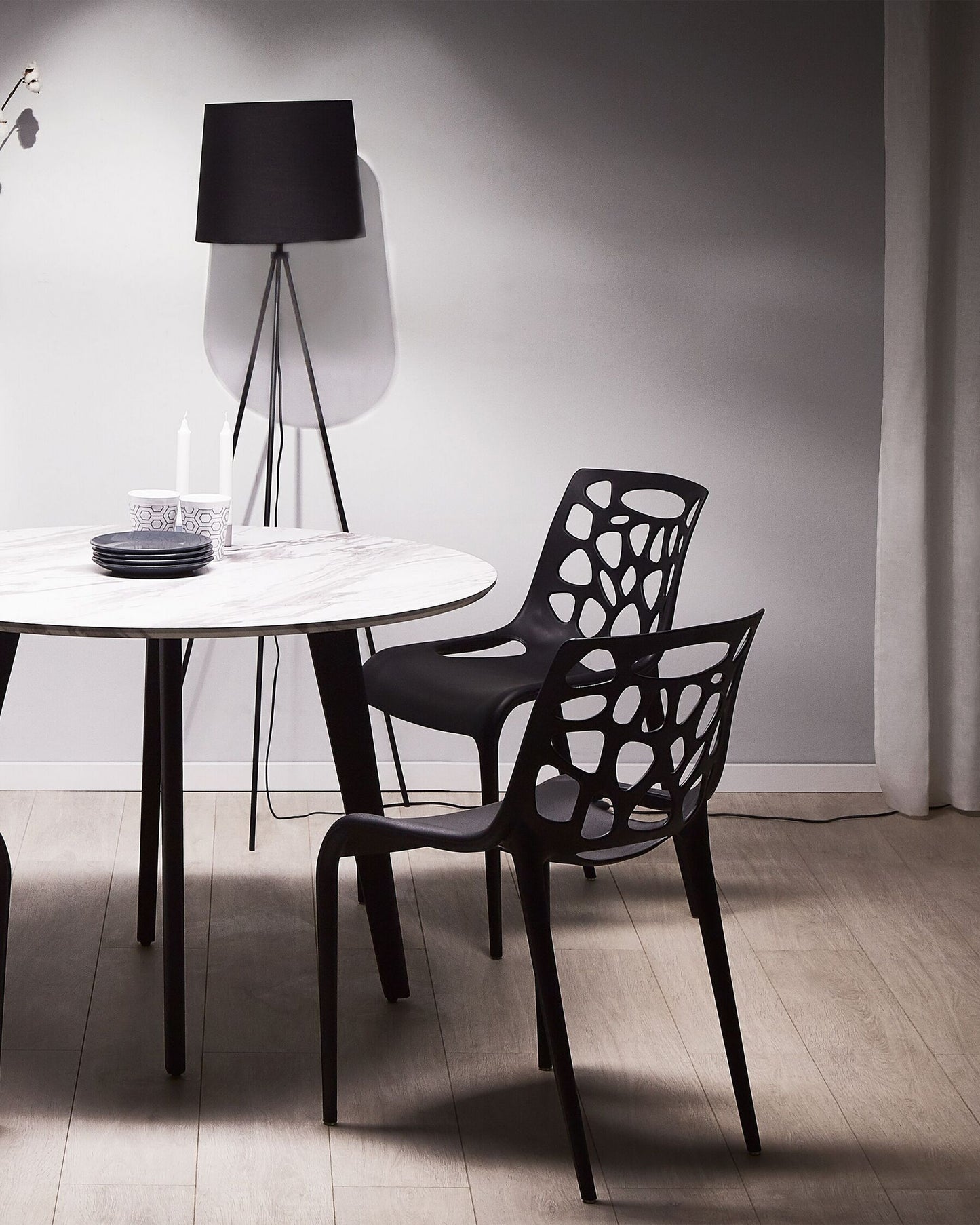 Set of 2 Dining Chairs MORGAN Synthetic Material Black