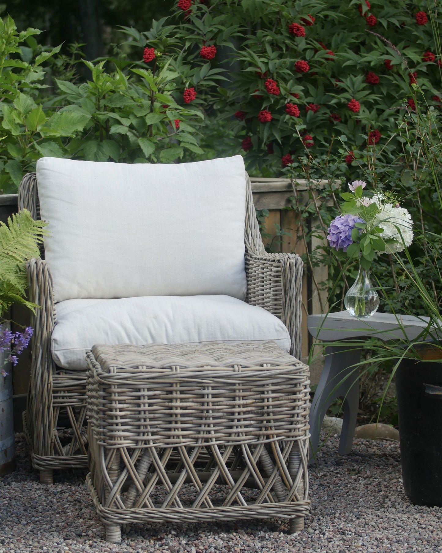 Set of 2 Garden Armchairs with Cushions RIBOLLA with Footstool Rattan Natural