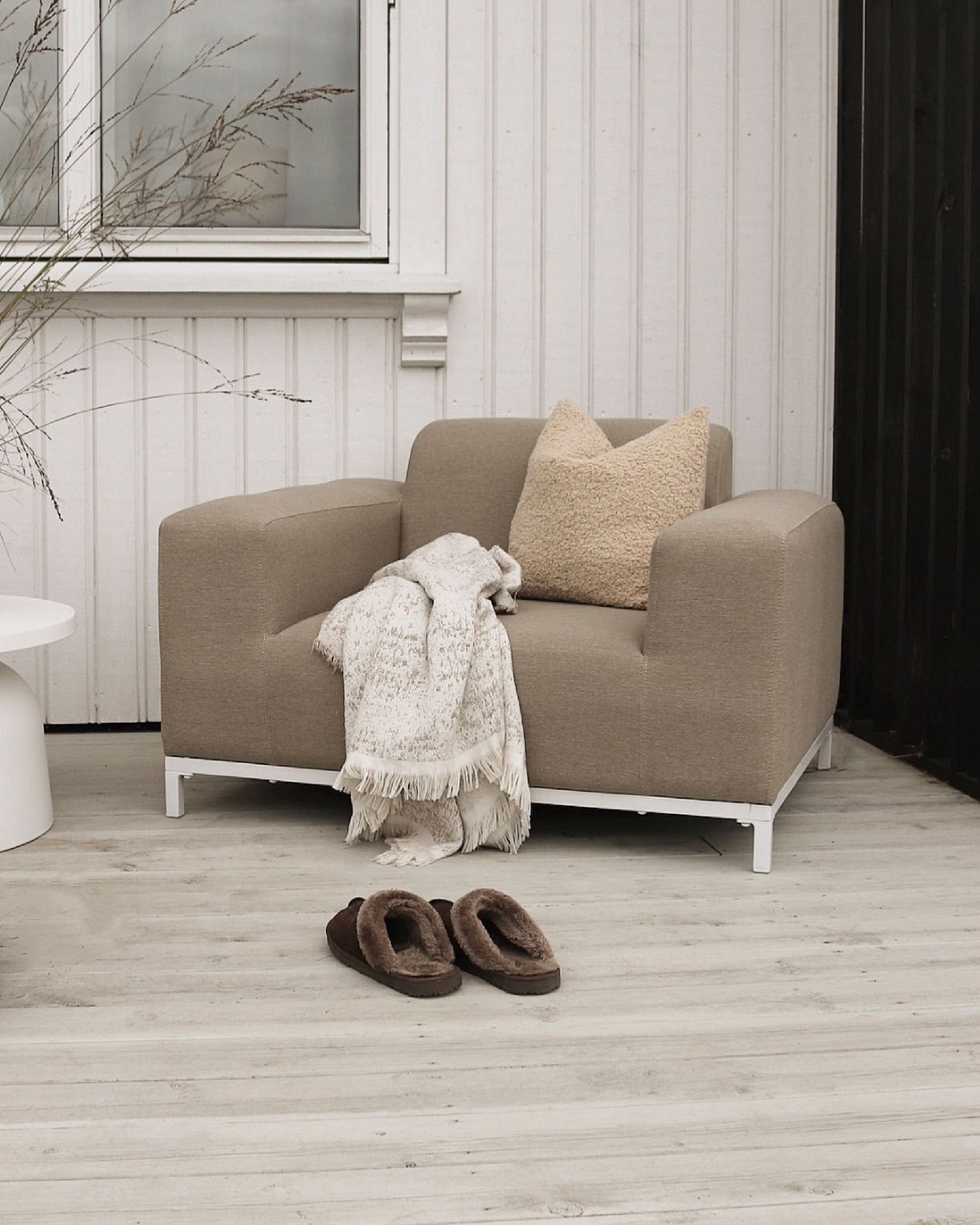 Set of 2 Garden Armchairs ROVIGO Fabric Beige