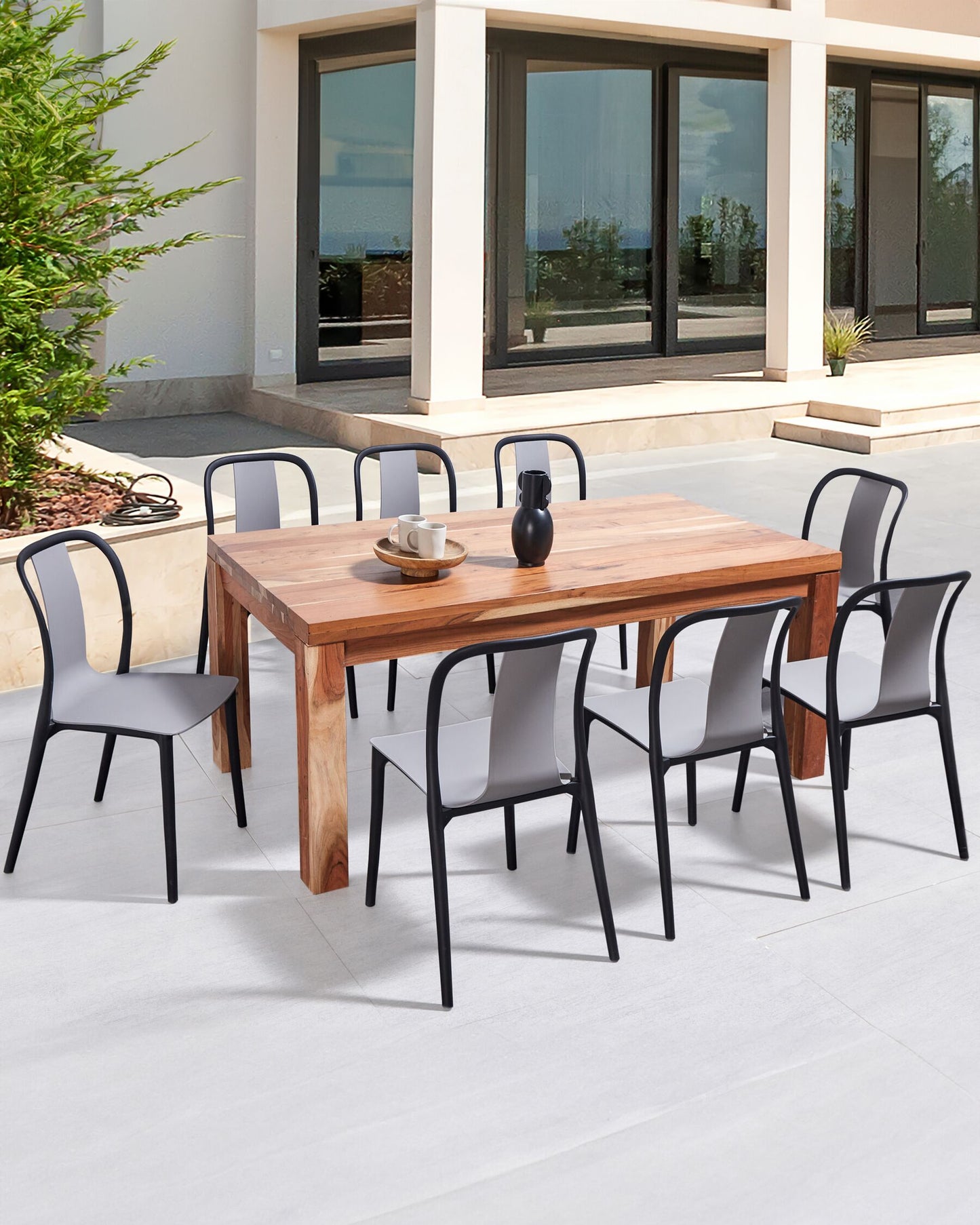 Set of 8 Garden Chairs SPEZIA Grey