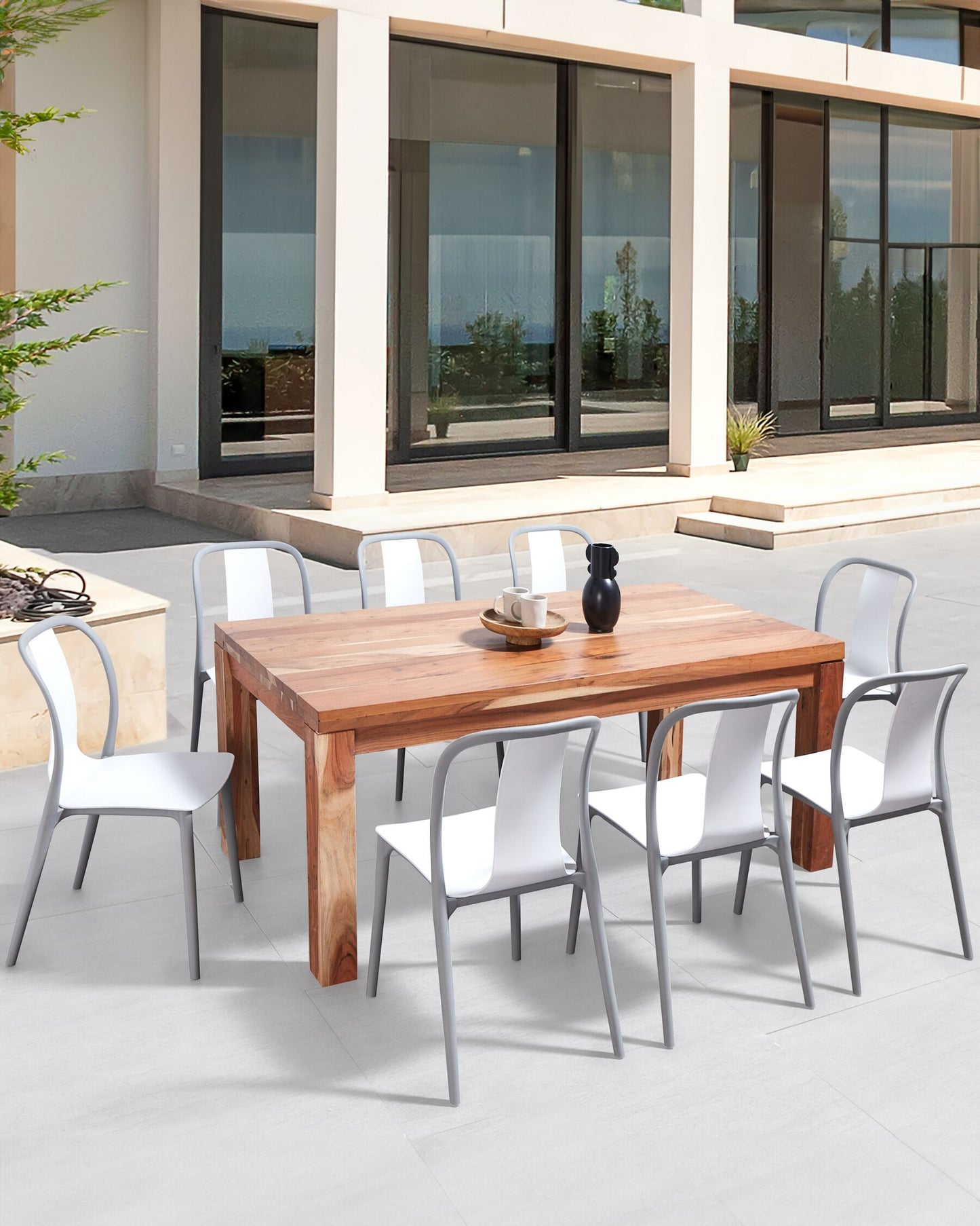 Set of 8 Garden Chairs SPEZIA White