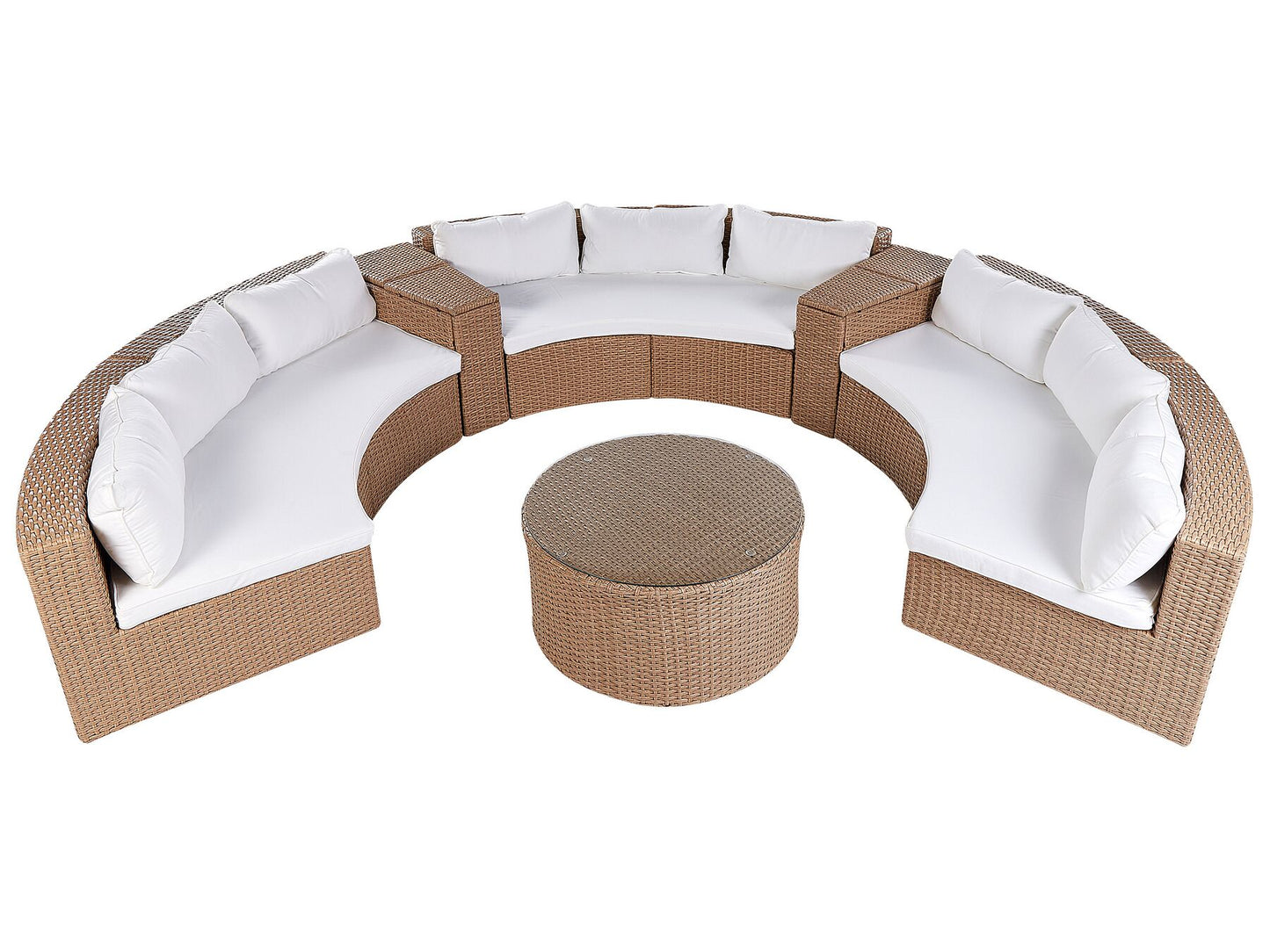 Garden Lounge Set with Table 9 Seater SEVERO PE Rattan Sand Beige