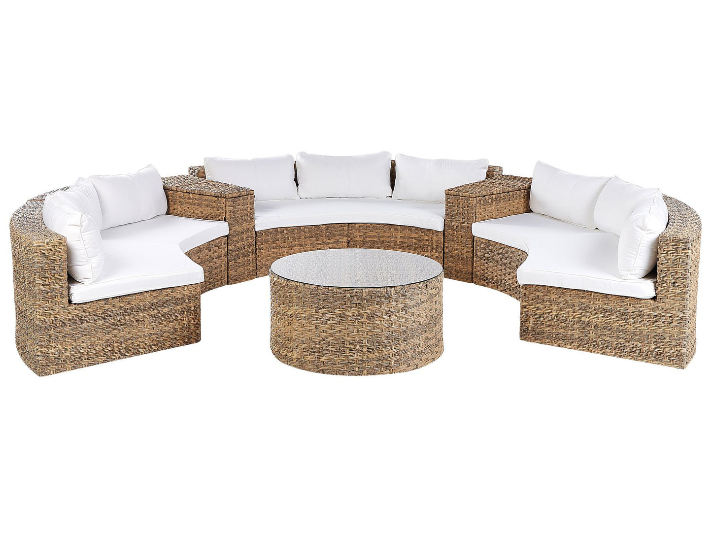 Garden Lounge Set with Table 9 Seater Rattan Golden Brown
