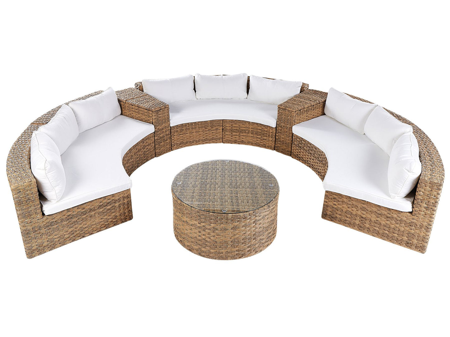 Garden Lounge Set with Table 9 Seater Rattan Golden Brown