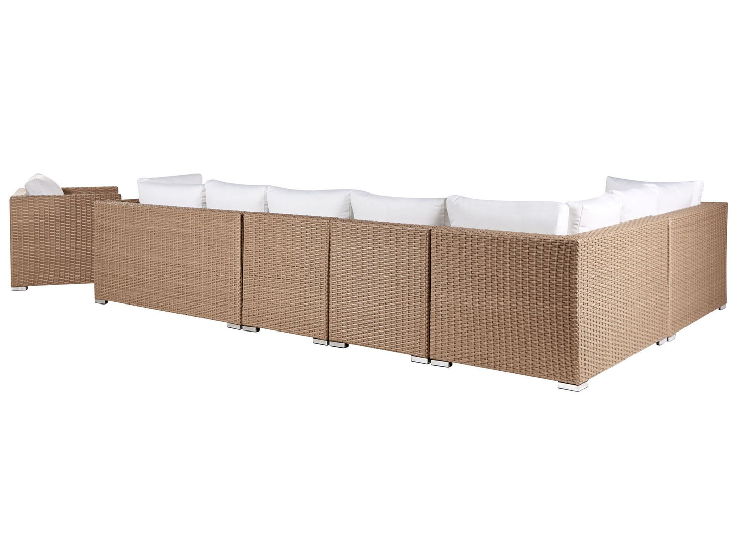 Garden Lounge Set with Table 8 Seater XXL Right Hand Modular PE Rattan Sand Beige