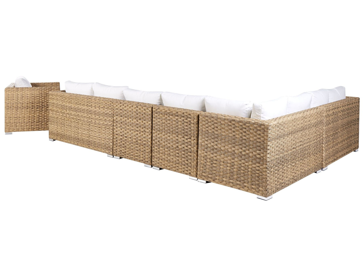 Garden Lounge Set with Table 8 Seater XXL Right Hand Modular PE Rattan Light Brown