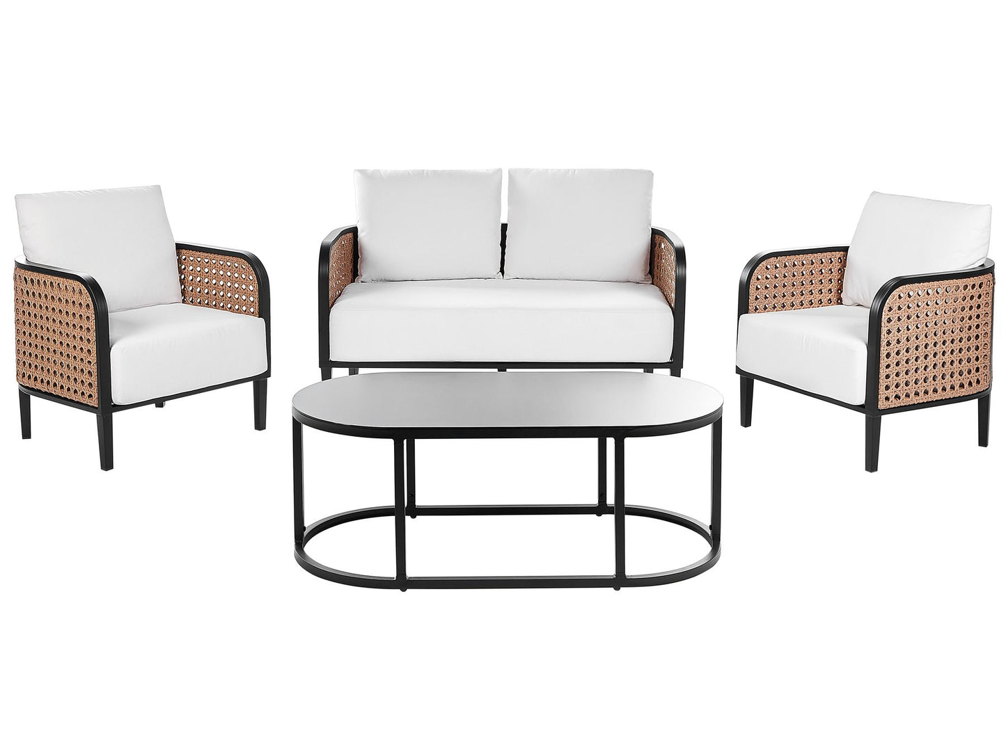 Garden Lounge Set with Table 4 Seater MONTEFALCO Metal White