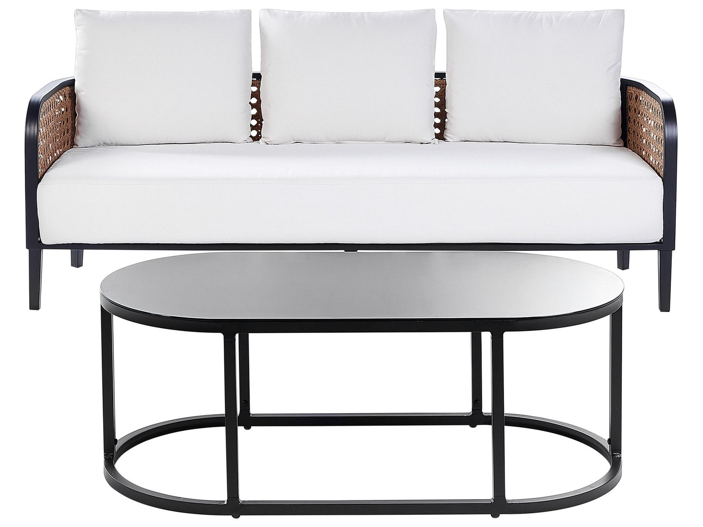 Garden Lounge Set with Table 3 Seater MONTEFALCO Metal White