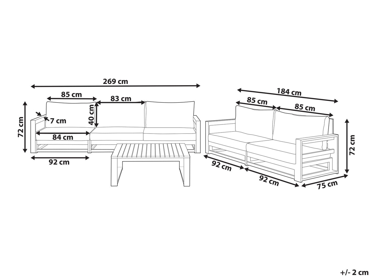 Garden Lounge Set with Table 5 Seater TIMOR Modular Certified Acacia Wood Light Brown
