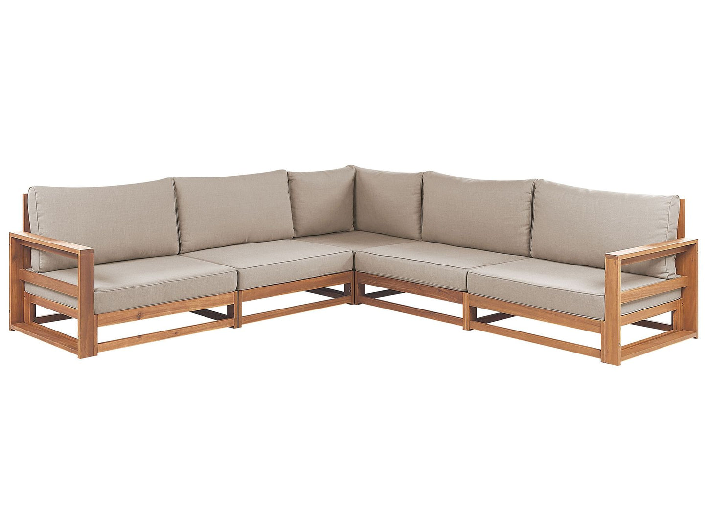 Garden Corner Sofa with Table 5 Seater TIMOR Modular Certified Acacia Wood Light Brown