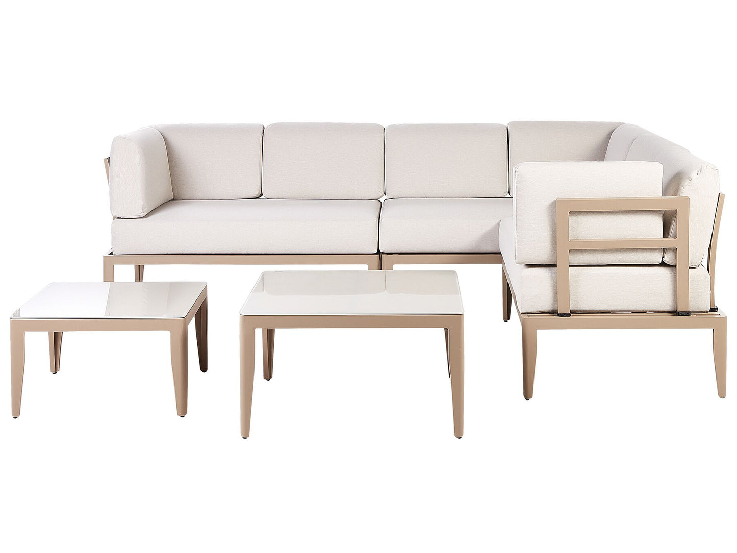 Garden Corner Sofa with Table 6 Seater RIMA III Left Hand Modular Metal Light Beige