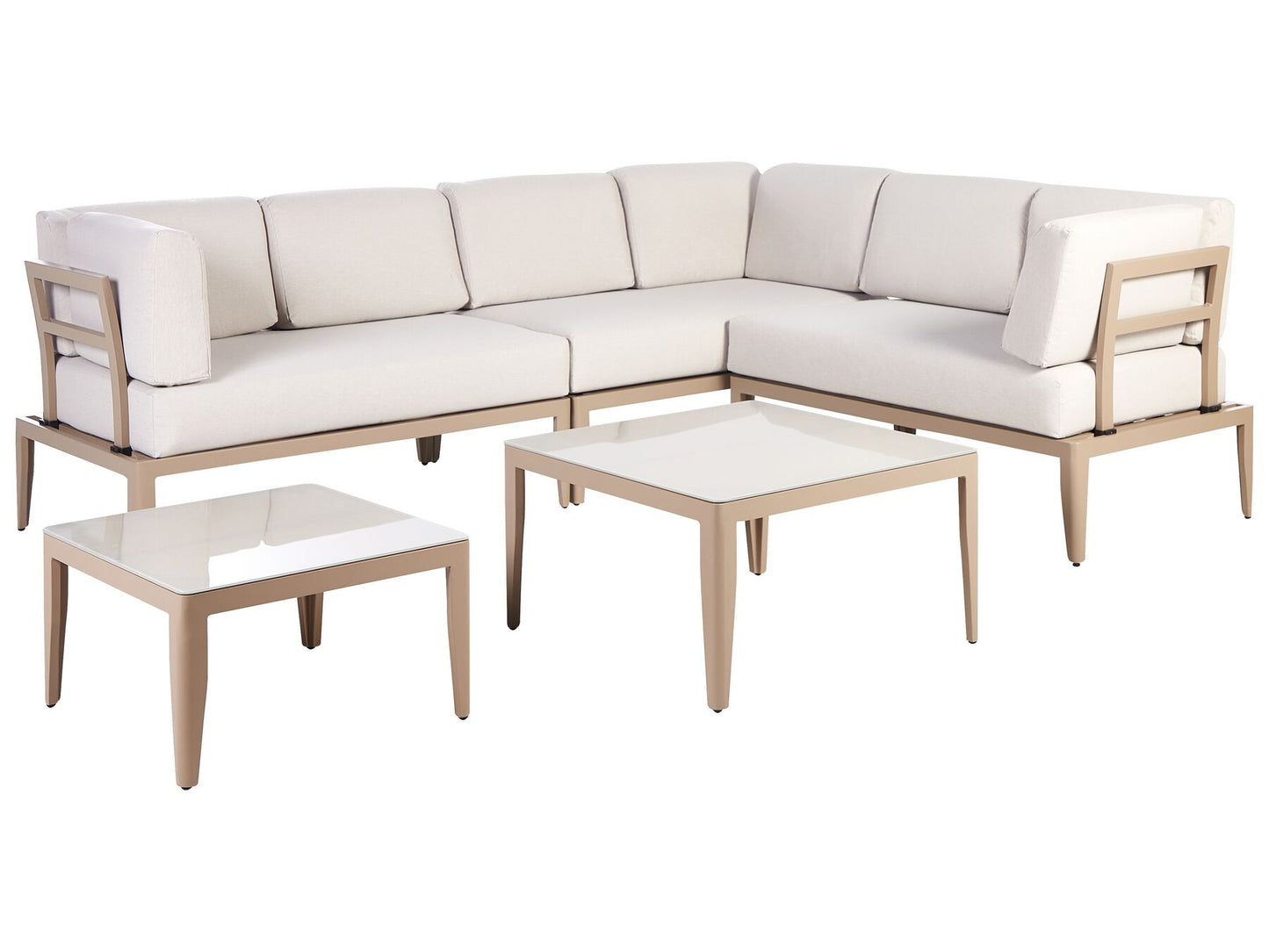 Garden Corner Sofa with Table 6 Seater RIMA III Left Hand Modular Metal Light Beige