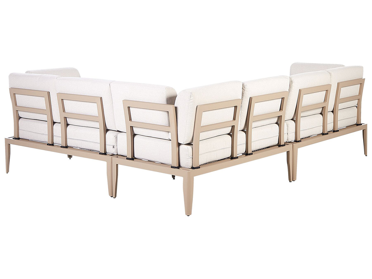 Garden Corner Sofa with Table 6 Seater RIMA III Left Hand Modular Metal Light Beige