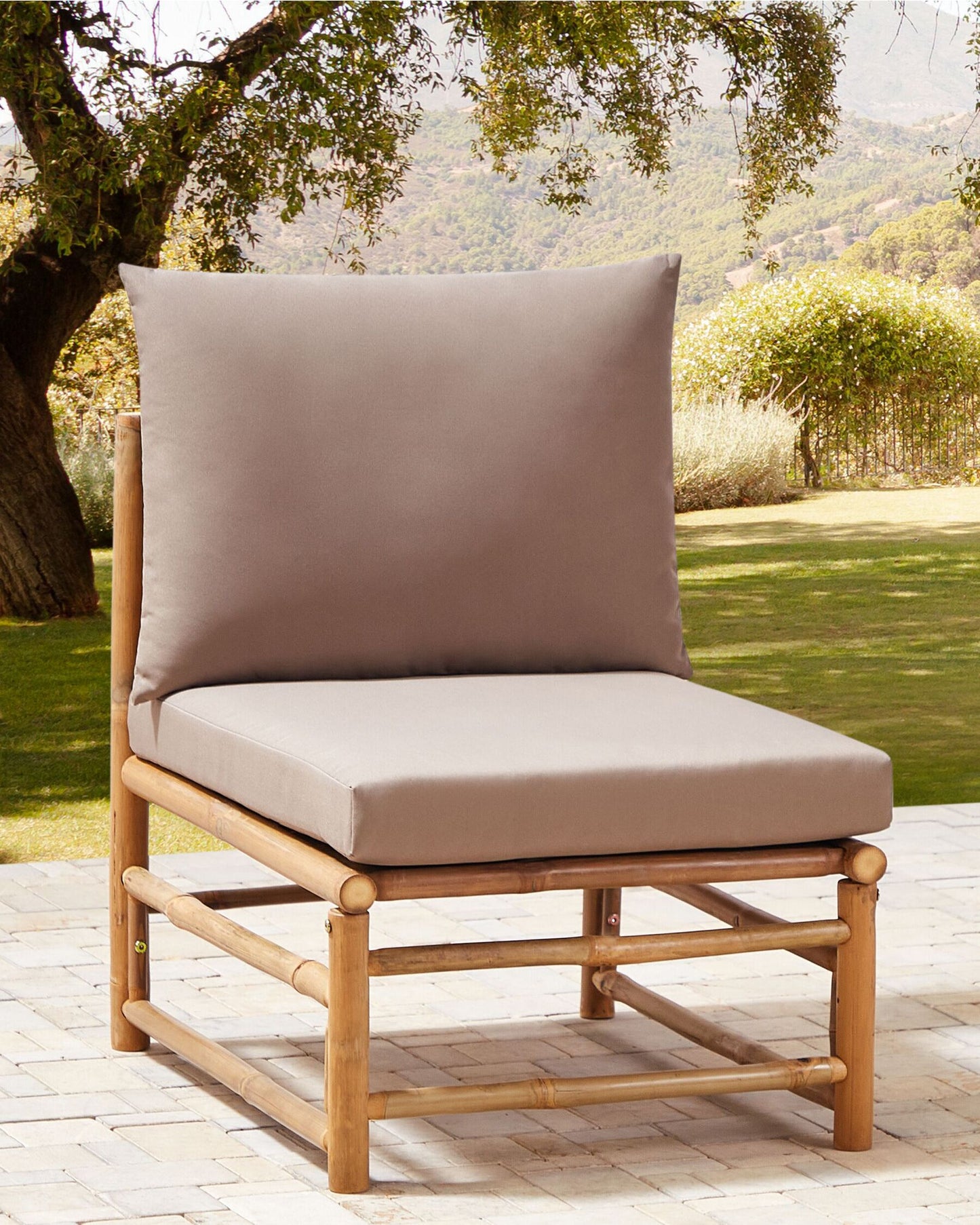Garden 1-Seat Section CERRETO Bamboo Wood Taupe