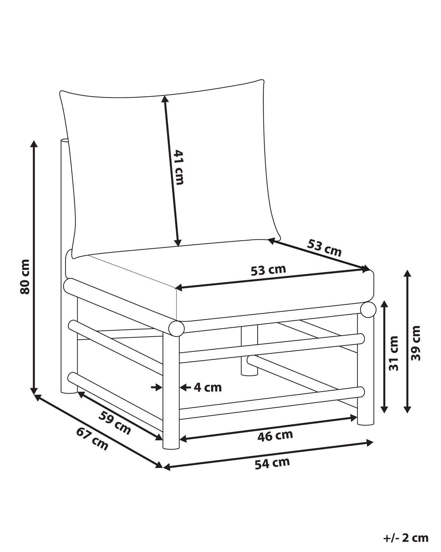 Garden 1-Seat Section CERRETO Bamboo Wood Taupe