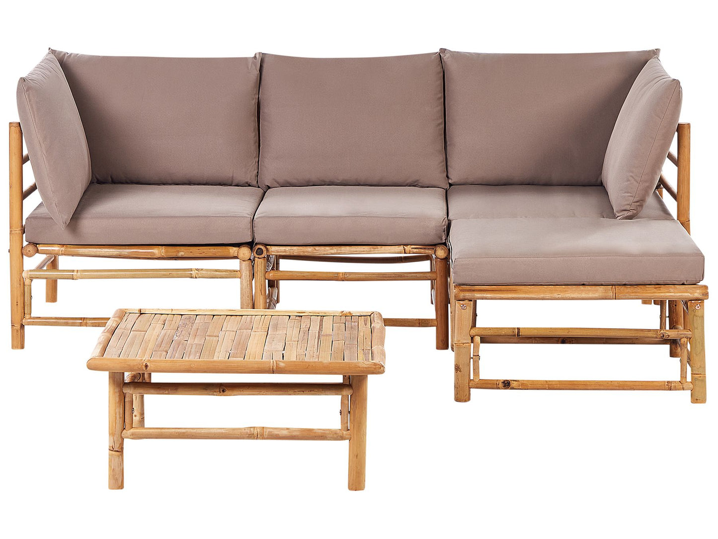 Garden Corner Sofa with Table 4 Seater CERRETO Left Hand Bamboo Wood Taupe