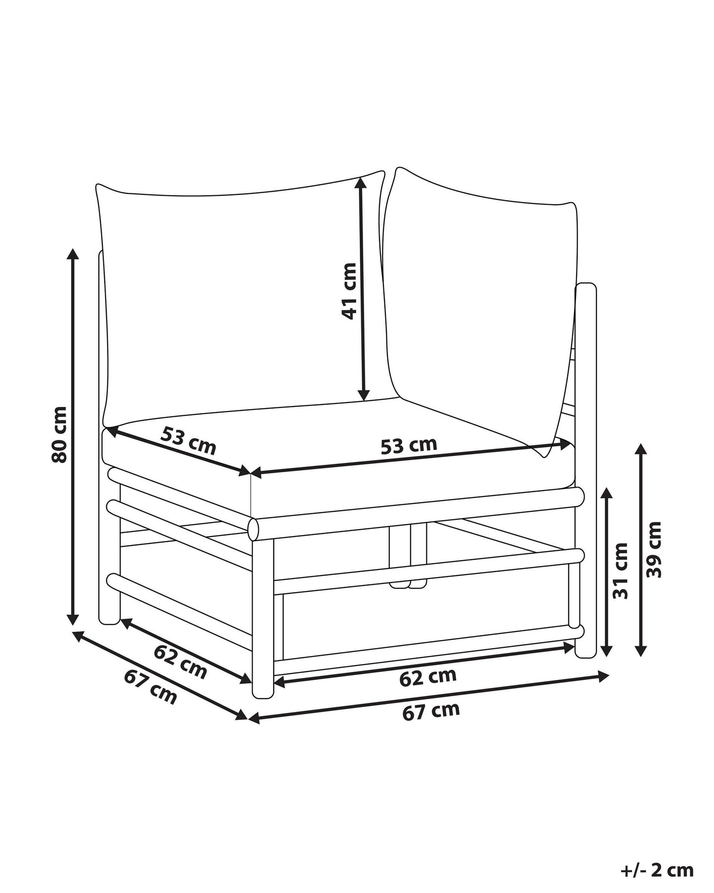 Garden Corner Section CERRETO Bamboo Wood Off-White