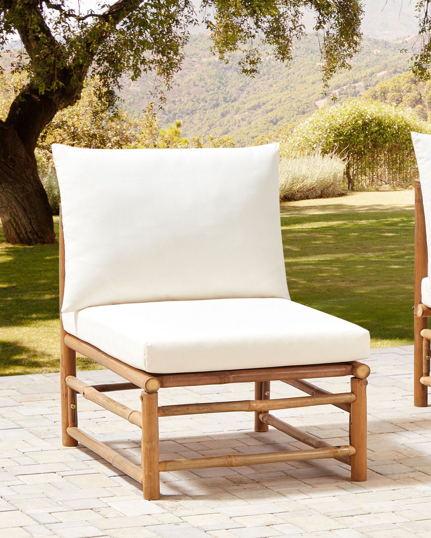 Garden 1-Seat Section CERRETO Bamboo Wood Off-White