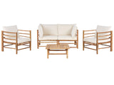 Garden Lounge Set with Table 4 Seater CERRETO Bamboo Wood Off-White