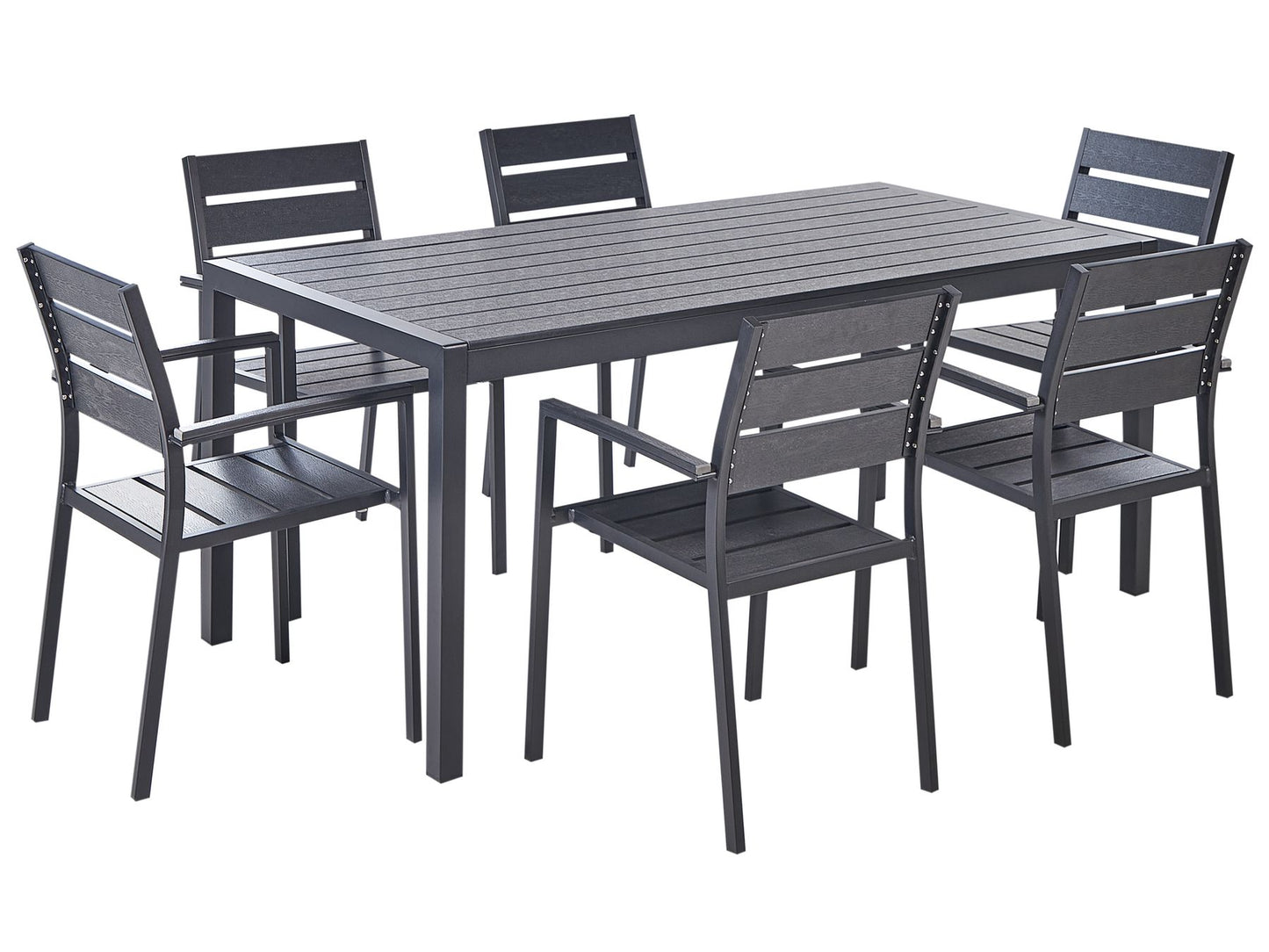 Garden Dining Set 6 Seater VERNIO Black