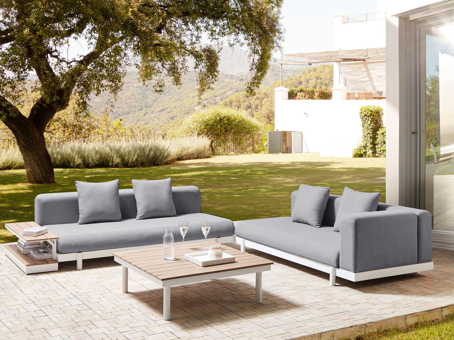 Garden Corner Sofa with Table 5 Seater MISSANELLO Grey