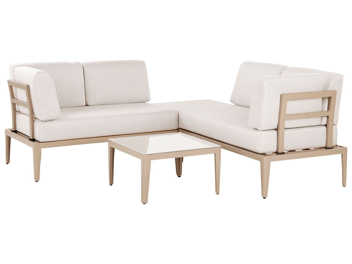Garden Corner Sofa with Table 6 Seater RIMA III Left Hand Modular Metal Light Beige