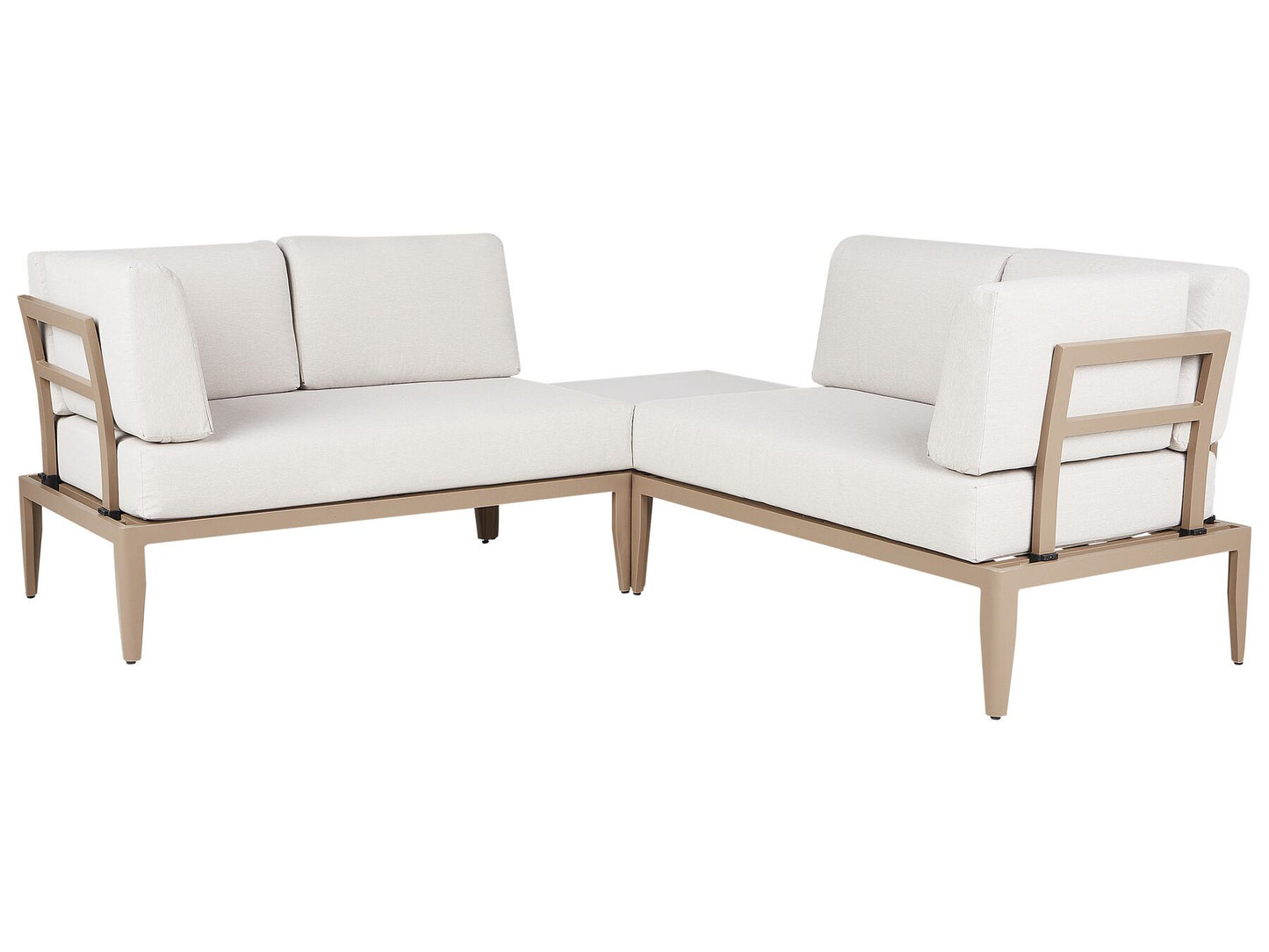 Garden Corner Sofa with Table 6 Seater RIMA III Left Hand Modular Metal Light Beige