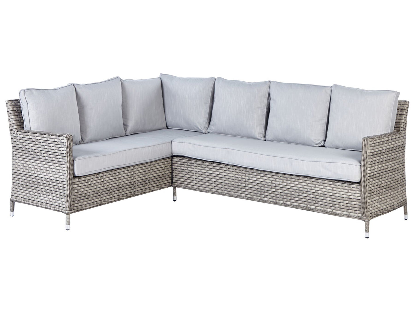 Garden Lounge Set with Table and Ottoman 9 Seater LACONA Right Hand PE Rattan Light Grey