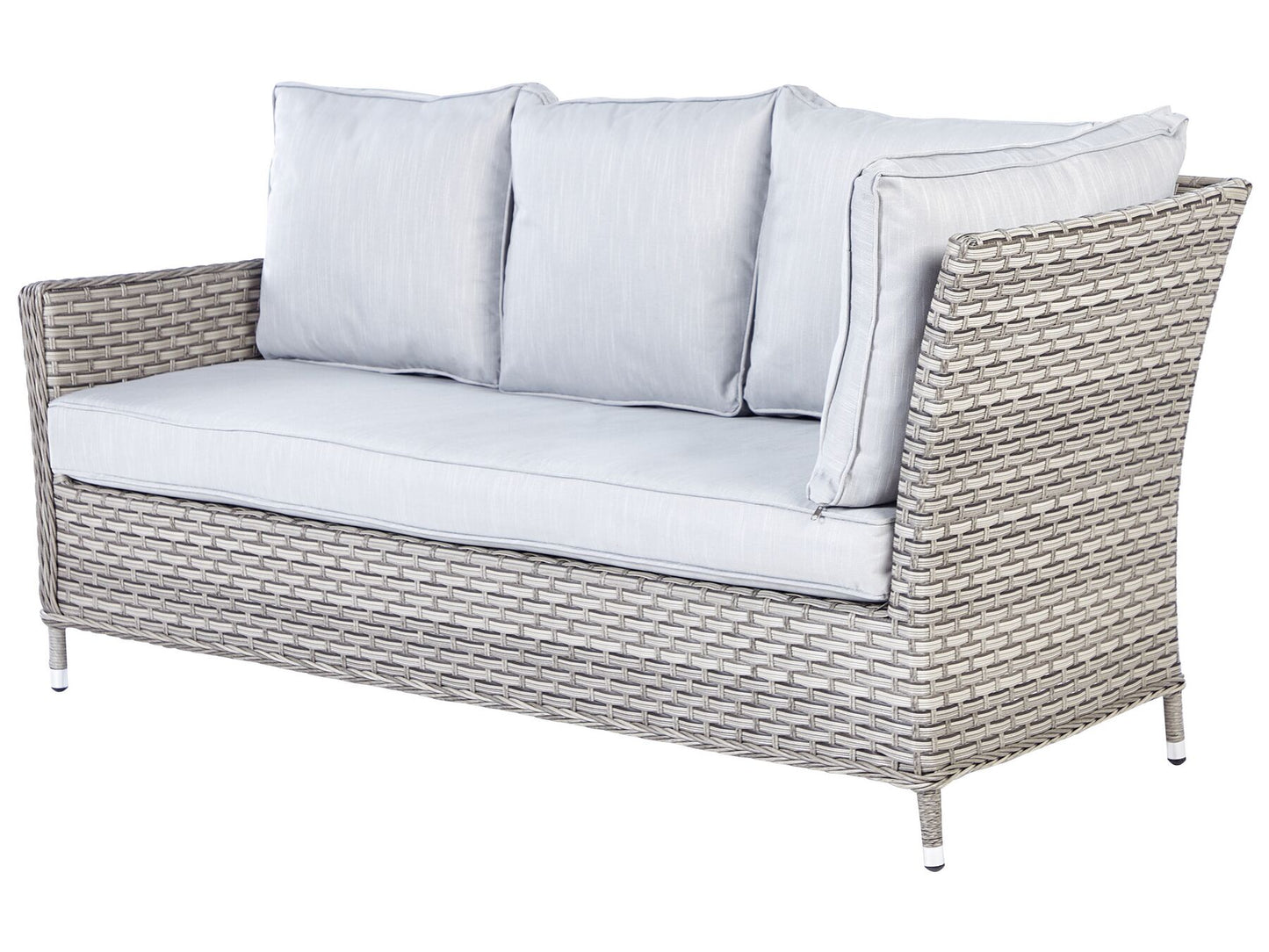 Garden Lounge Set with Table and Ottoman 9 Seater LACONA Right Hand PE Rattan Light Grey