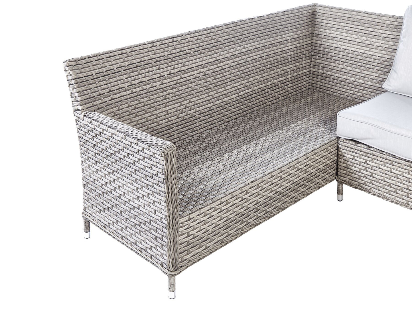 Garden Lounge Set with Table and Ottoman 9 Seater LACONA Right Hand PE Rattan Light Grey