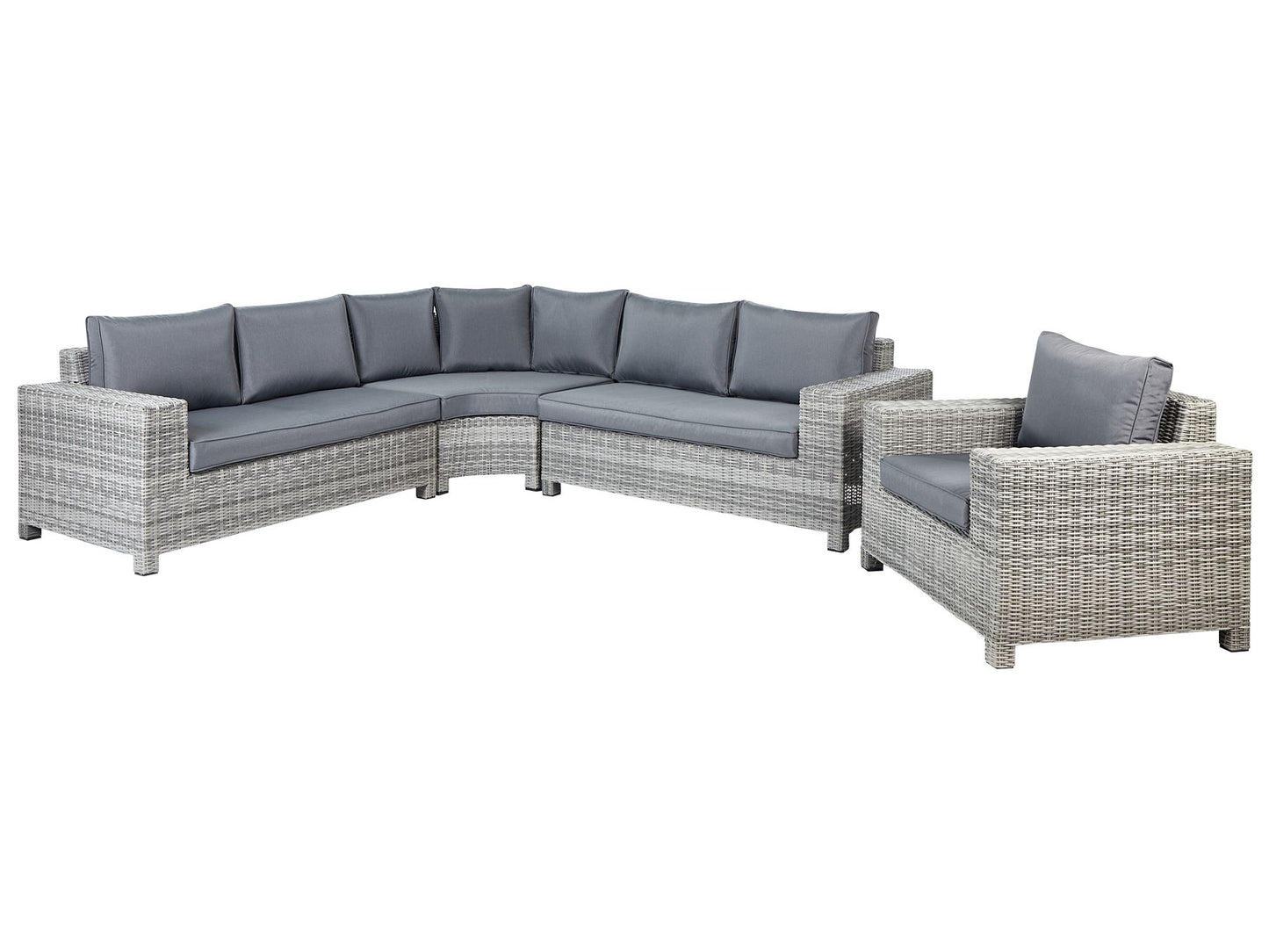 Garden Lounge Set with Table and Ottoman 9 Seater TEGLIO Modular PE Rattan Grey