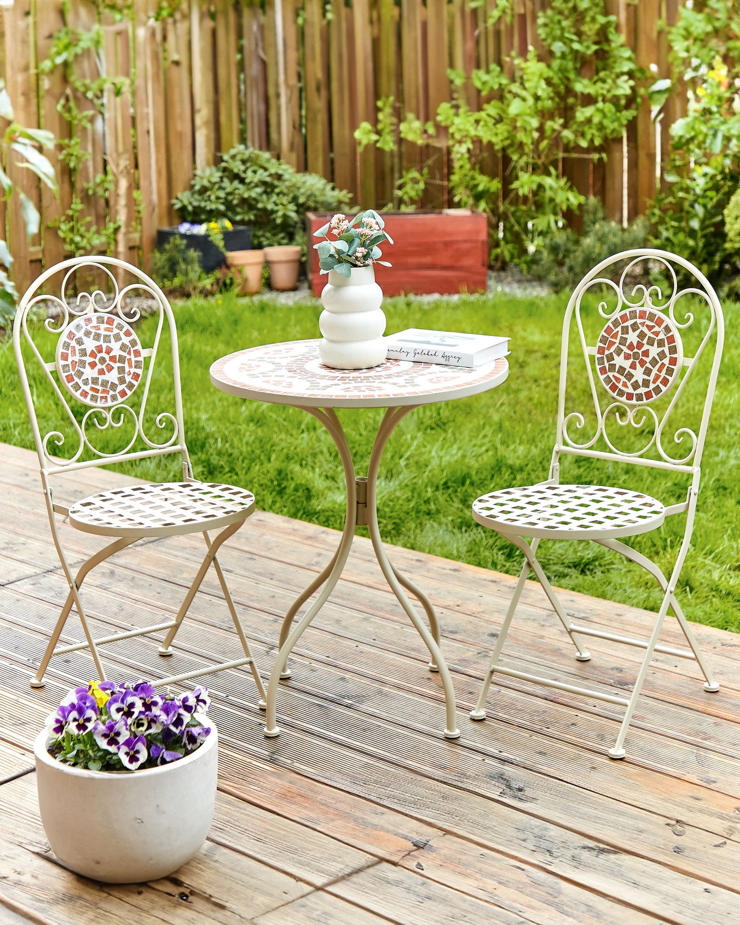 Set of 2 Garden Chairs SPELLO Metal White