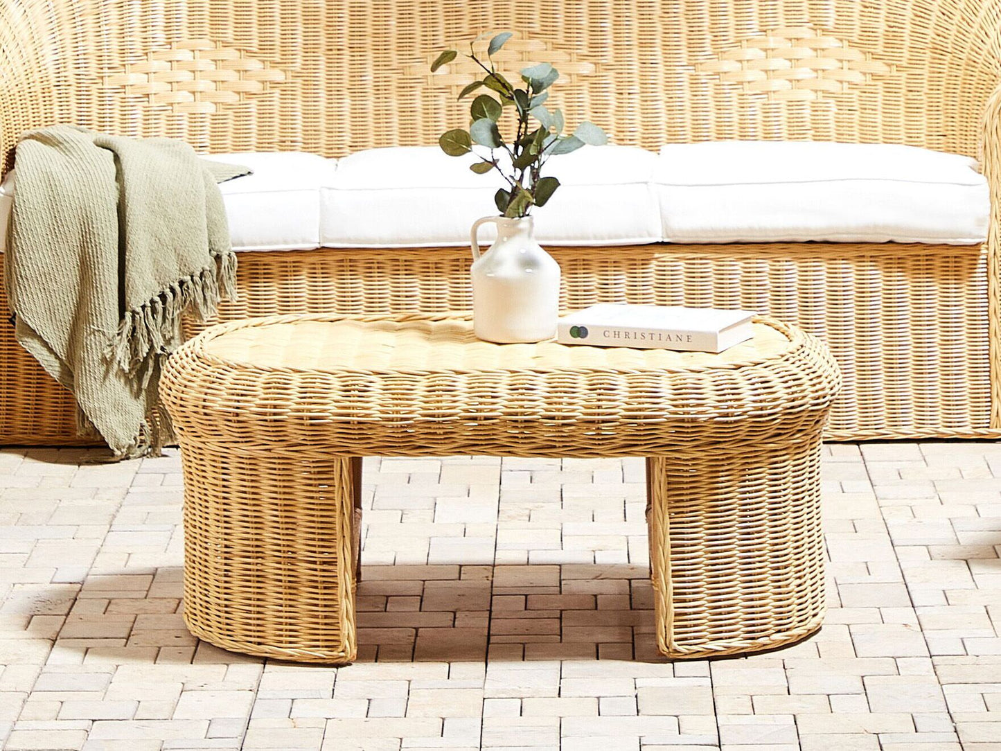 Garden Coffee Table LIVADEIA 60 cm 96 cm Rattan Natural