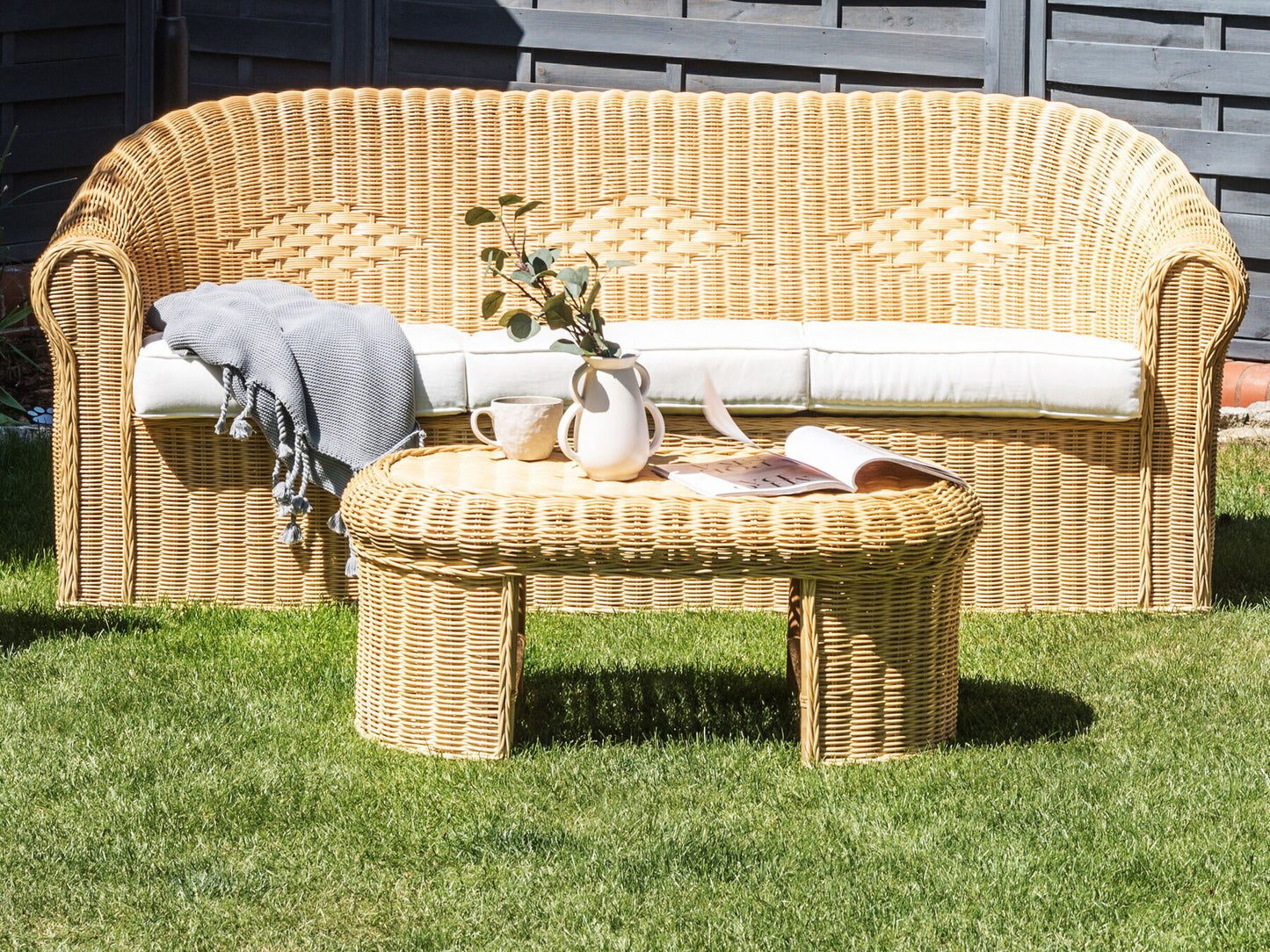 Garden Coffee Table LIVADEIA 60 cm 96 cm Rattan Natural