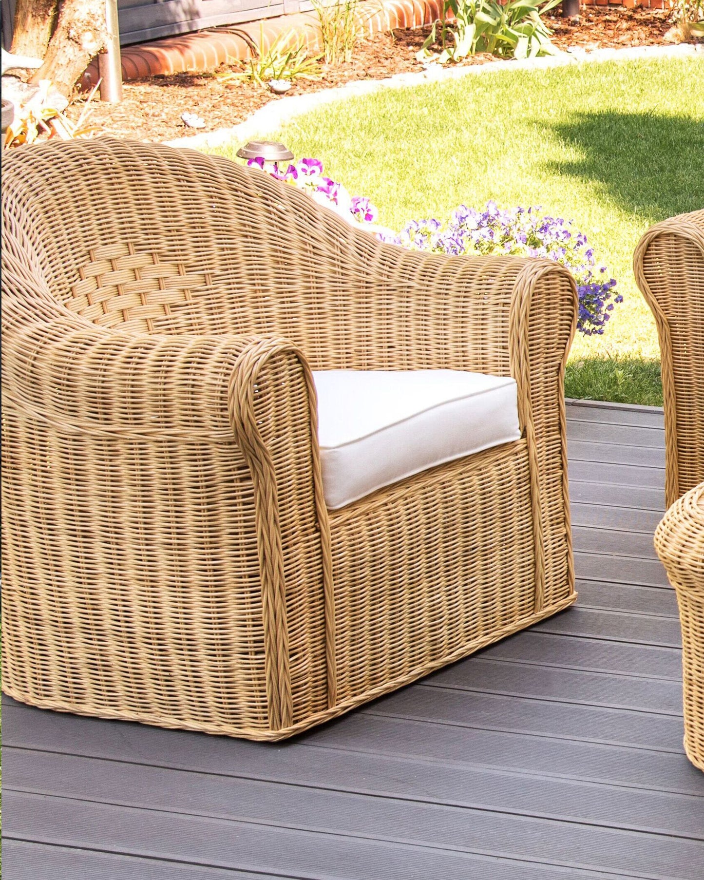Garden Armchair LIVADEIA Rattan Natural