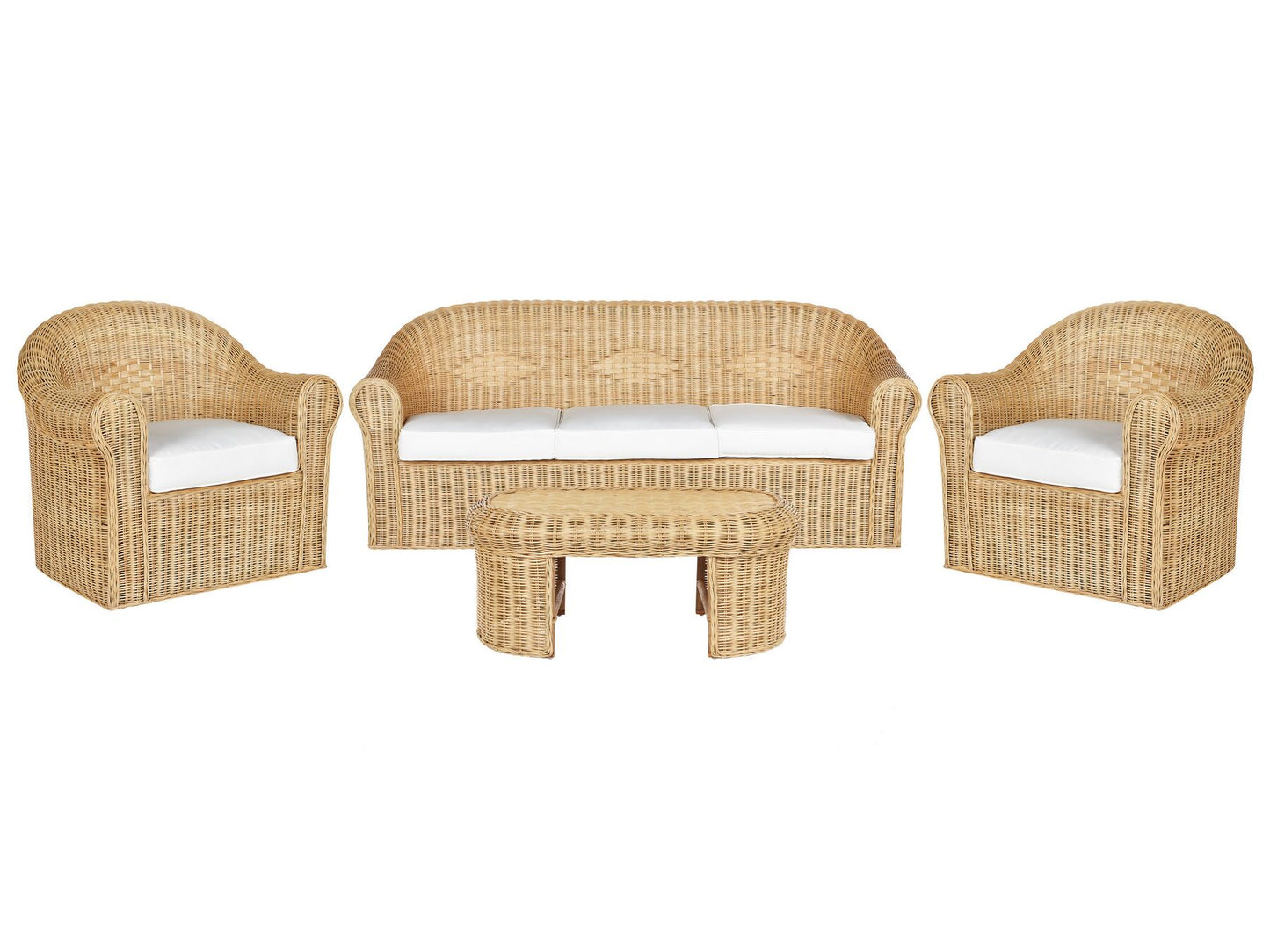 Garden Lounge Set with Table 5 Seater Rattan Natural