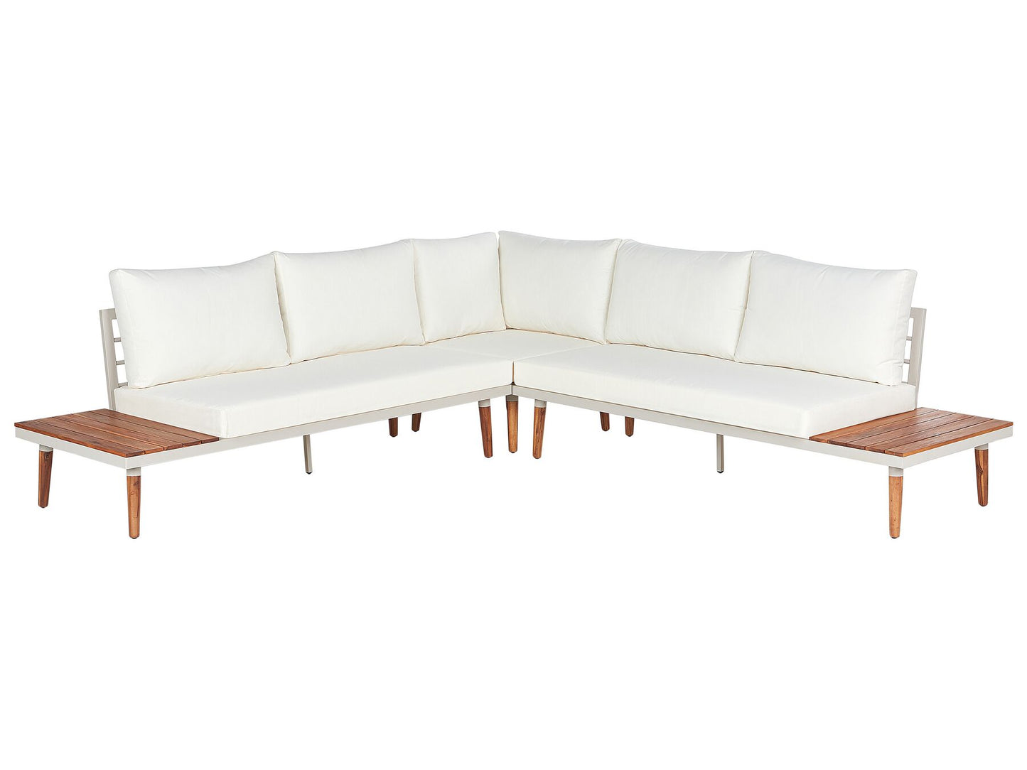 Garden Corner Sofa with Table 5 Seater CORATO Acacia Wood Off-White