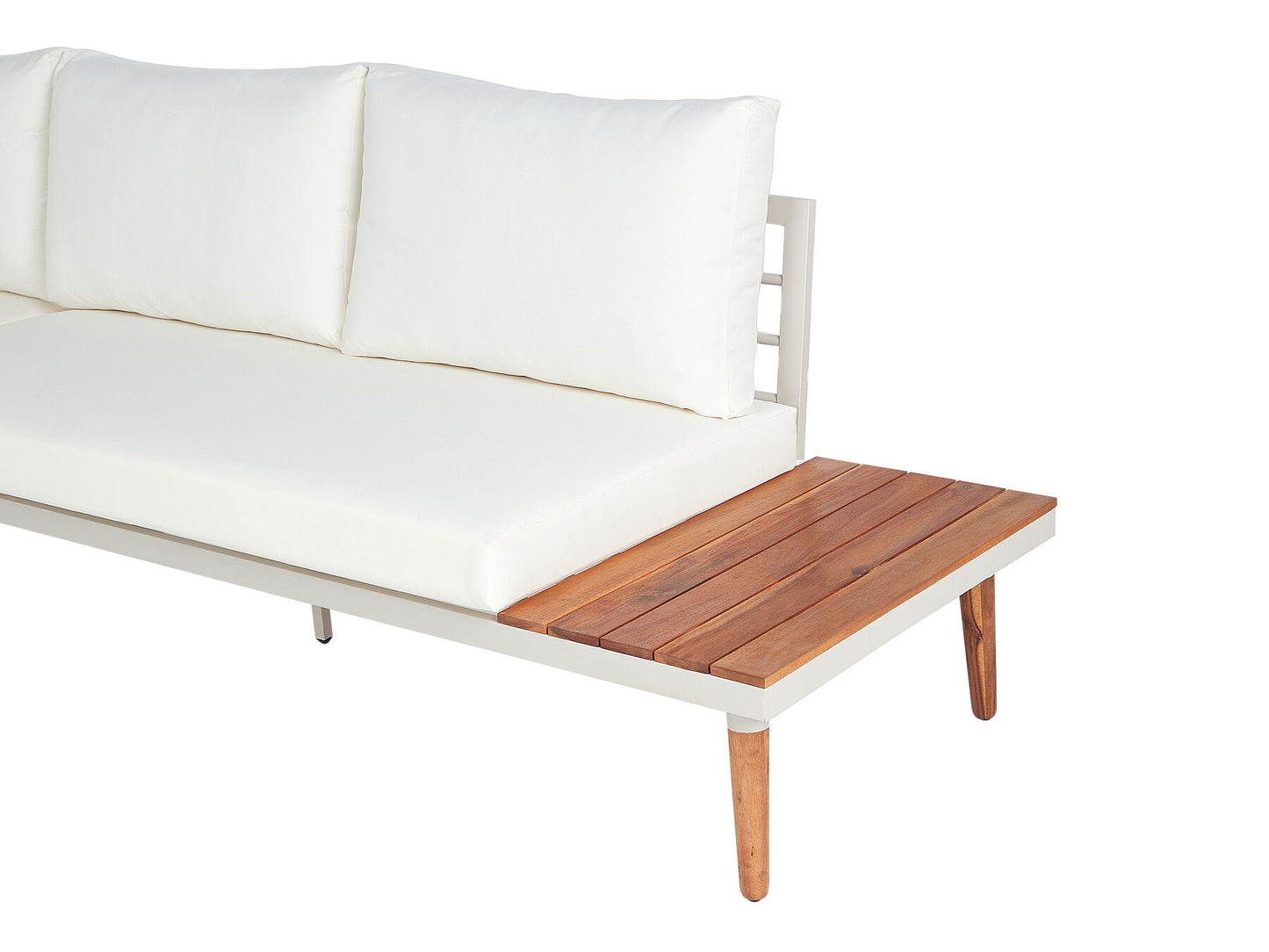 Garden Corner Sofa with Table 5 Seater CORATO Acacia Wood Off-White
