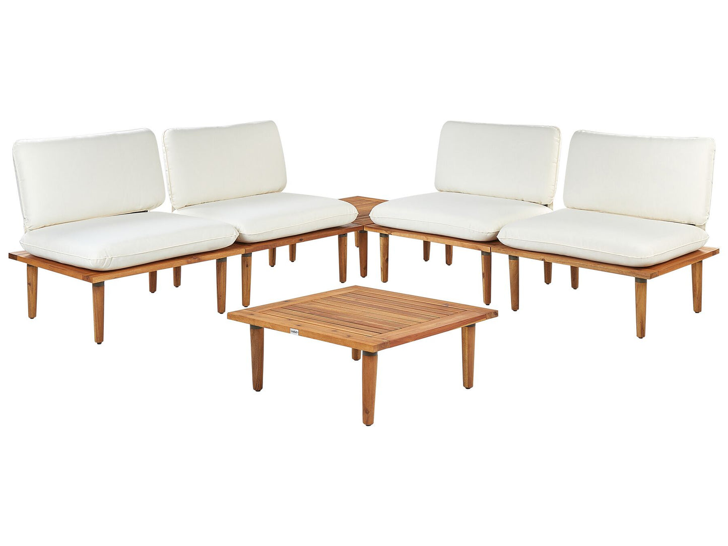 Garden Lounge Set with Table 4 Seater FRASCATI Modular Certified Acacia Wood Off-White