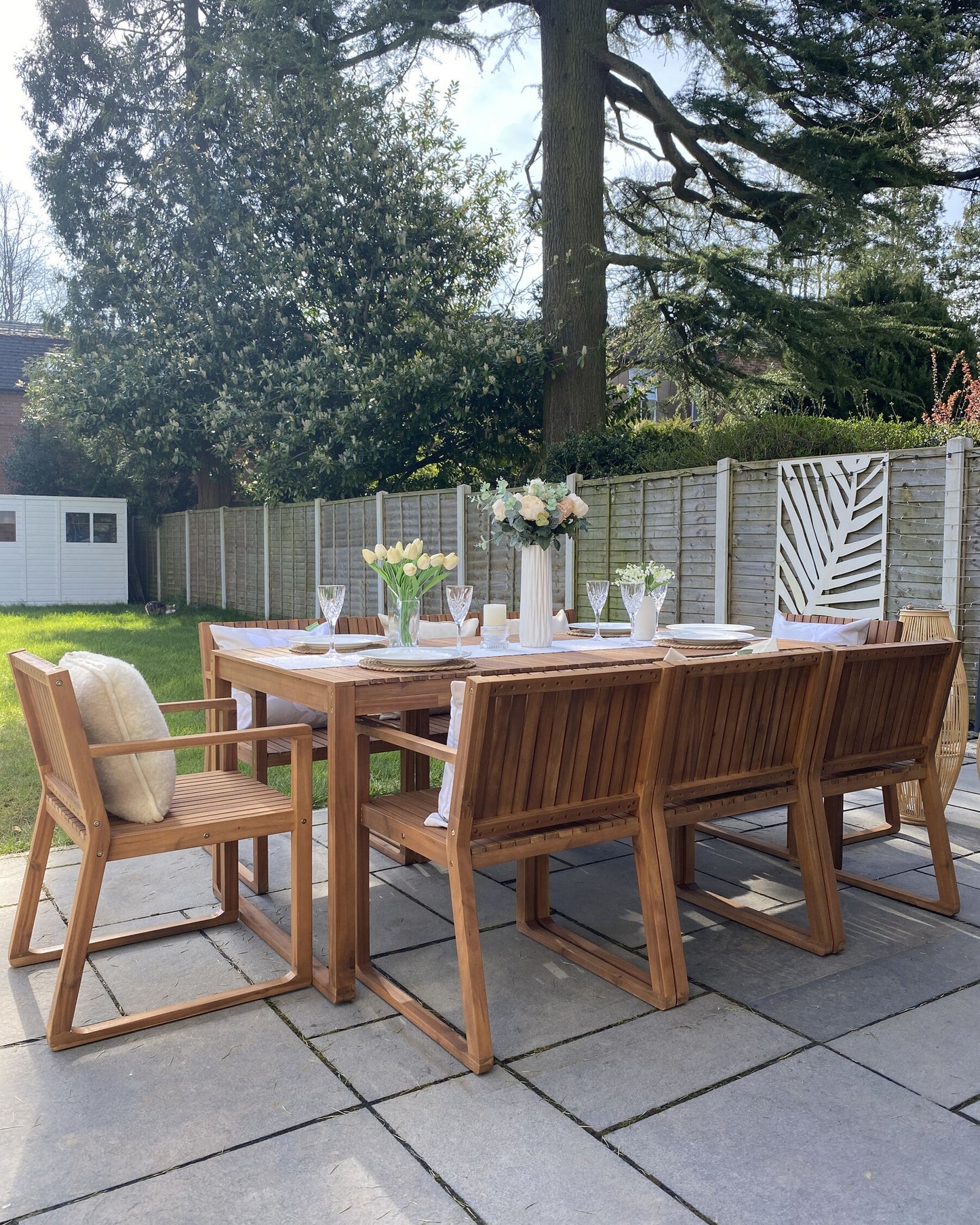 Garden Dining Set 8 Seater SASSARI Acacia Wood Brown