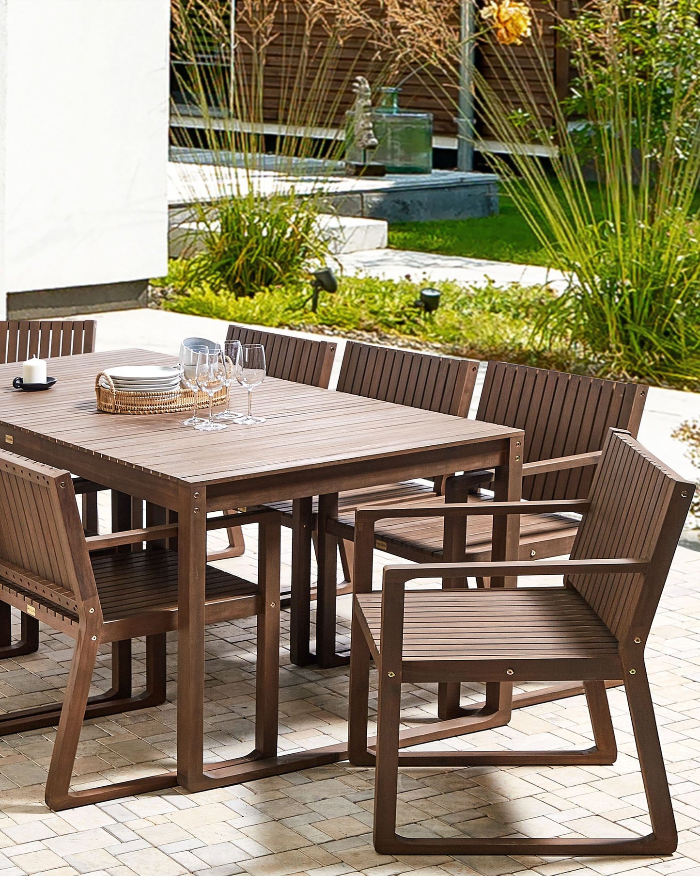 Garden Chair SASSARI Acacia Wood Dark Brown