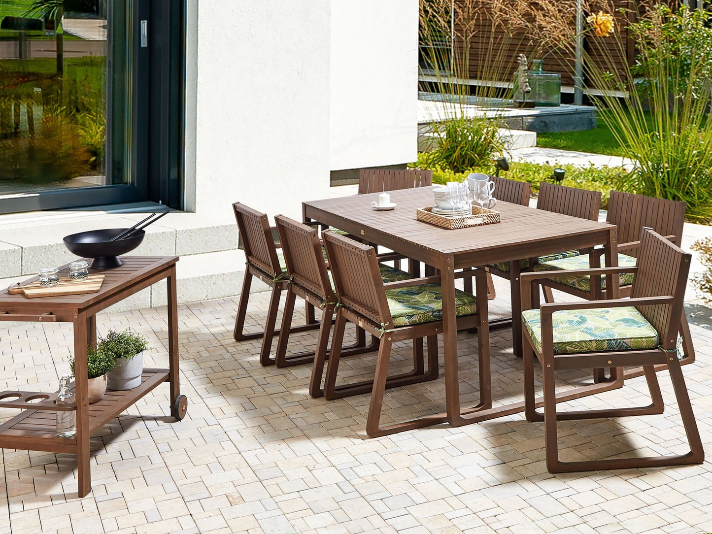 Garden Dining Set 8 Seater SASSARI with Cushions Acacia Wood Light Green