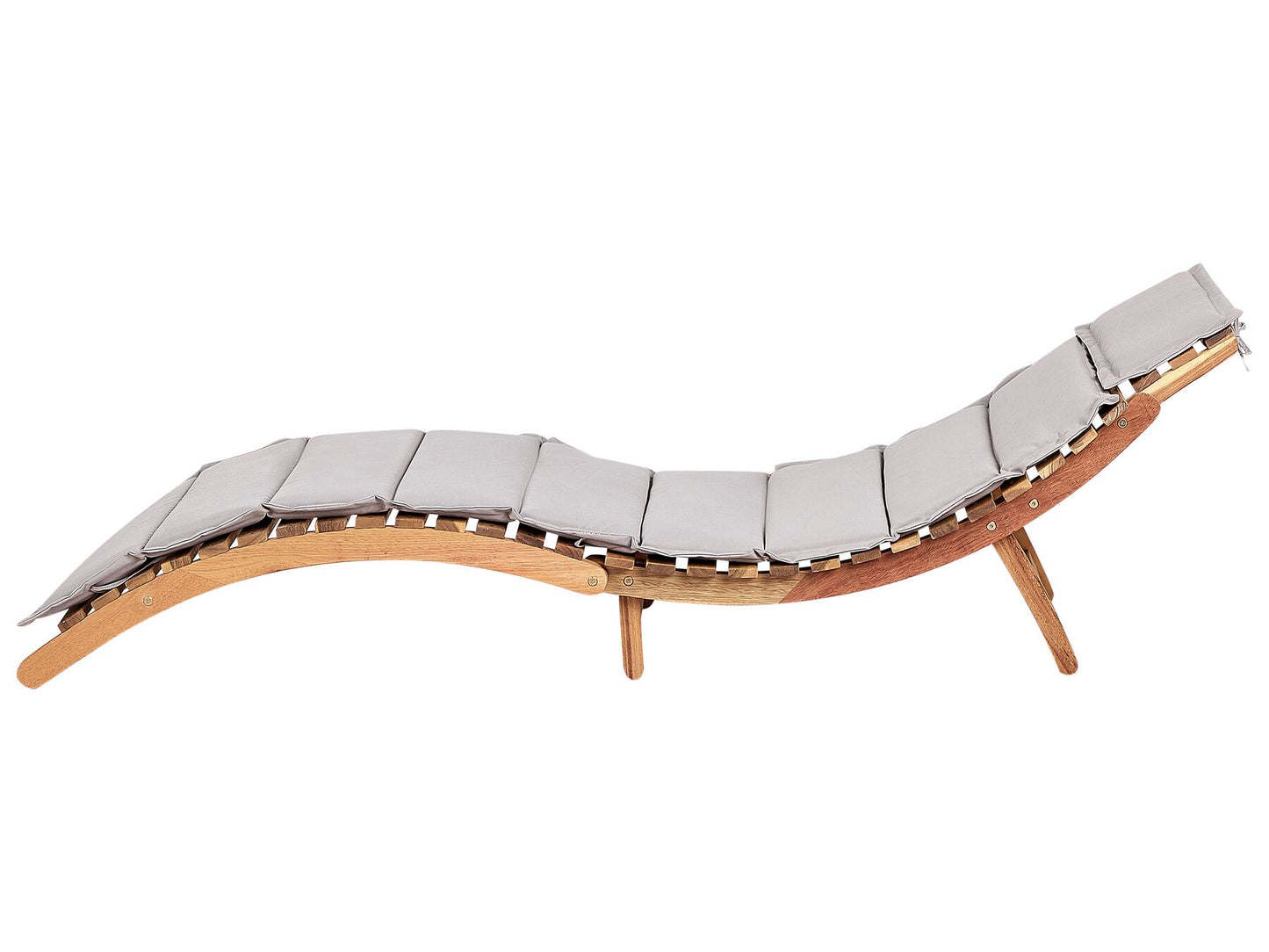 Sun Lounger with Cushion LUINO Acacia Wood Grey
