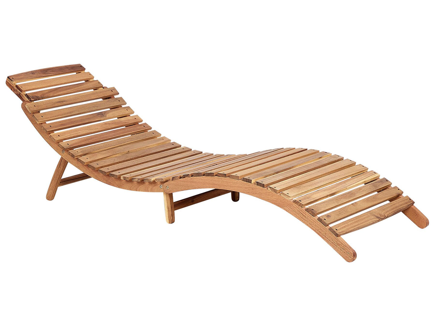 Sun Lounger with Cushion LUINO Acacia Wood Off-White