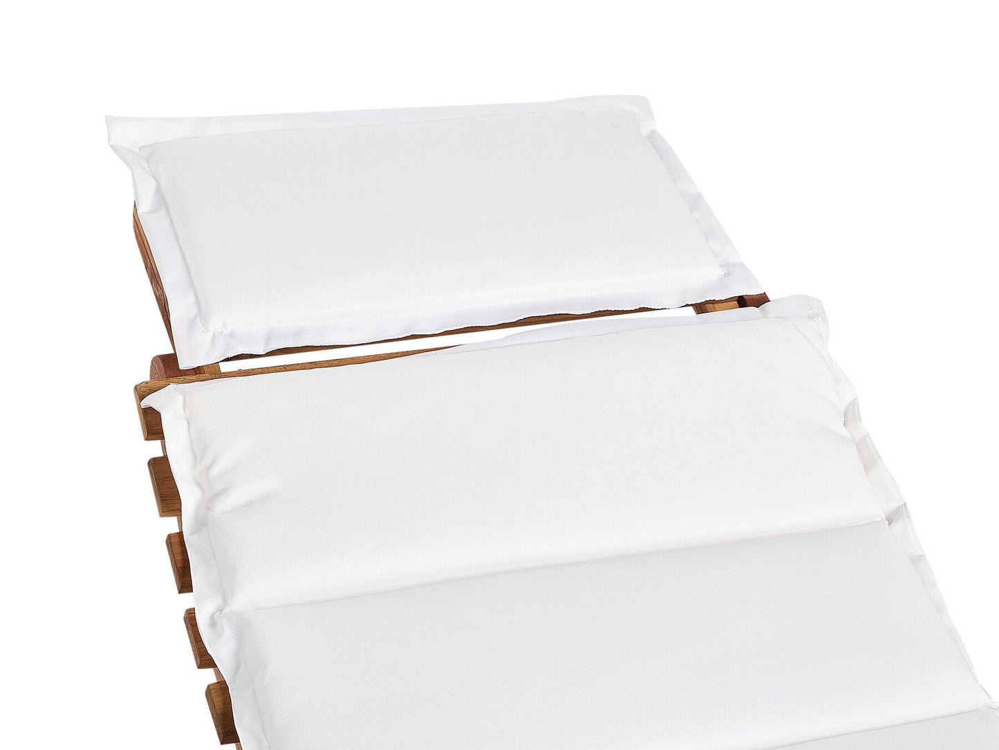 Sun Lounger with Cushion LUINO Acacia Wood Off-White