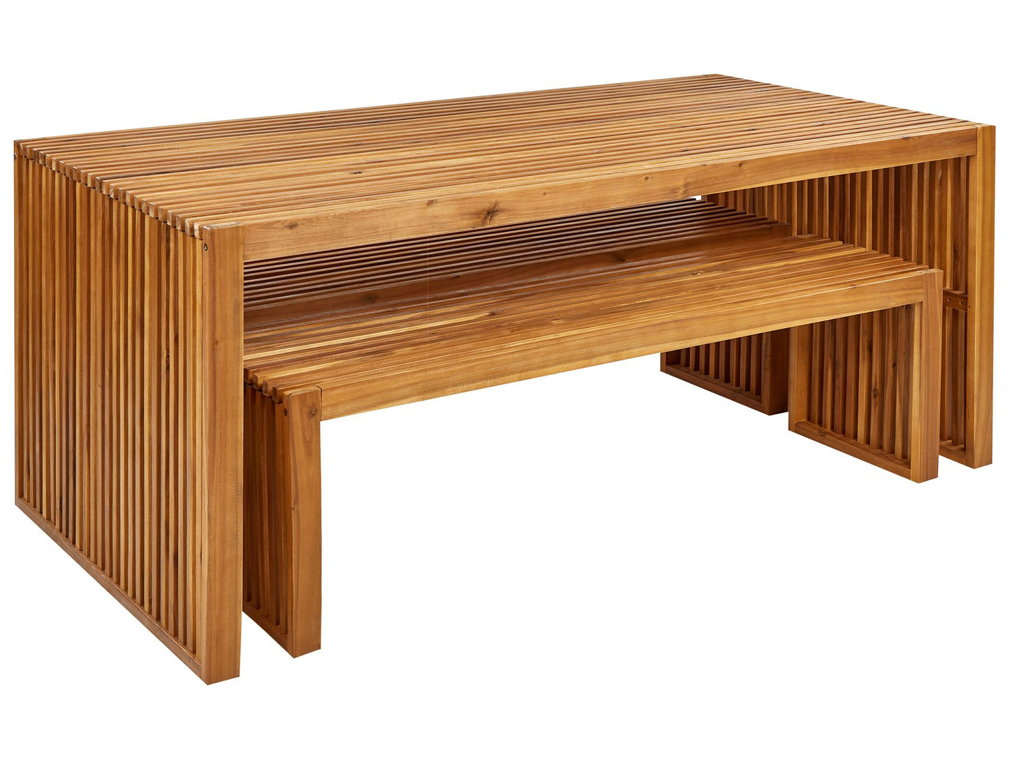 Garden Dining Set with Benches 6 Seater SULZANO Acacia Wood Brown