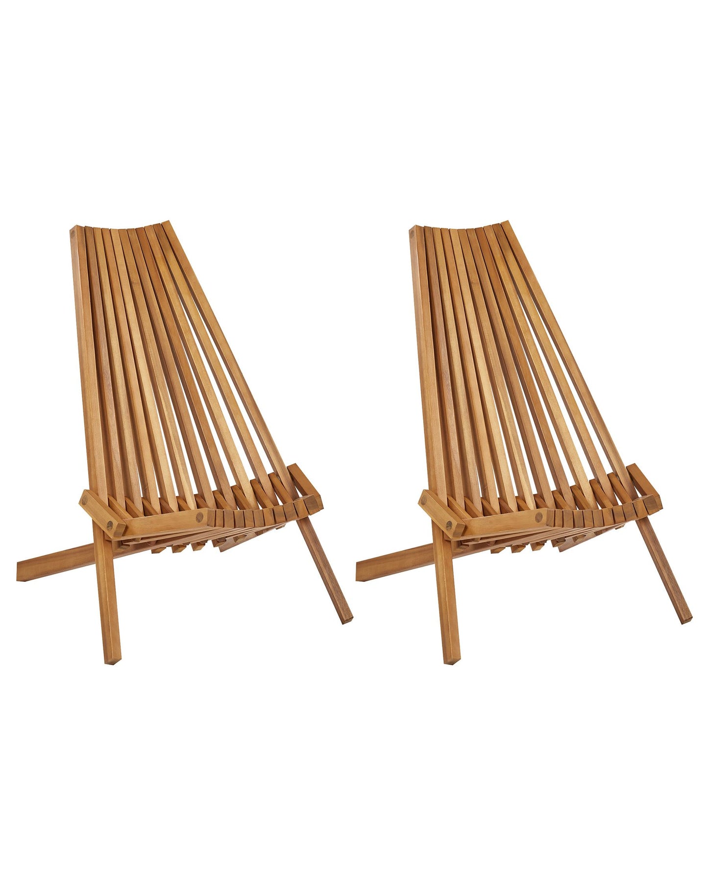 Set of 2 Garden Chairs BELLANO Acacia Wood Brown