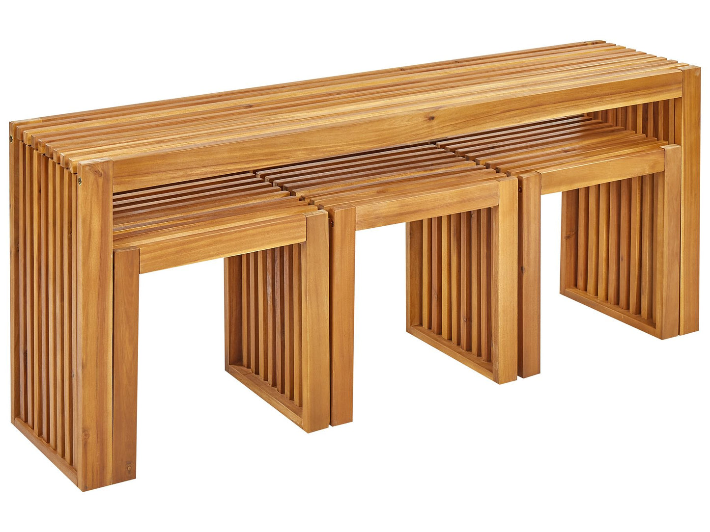 Garden Dining Set with Stools 3 Seater BELLANO Acacia Wood Brown