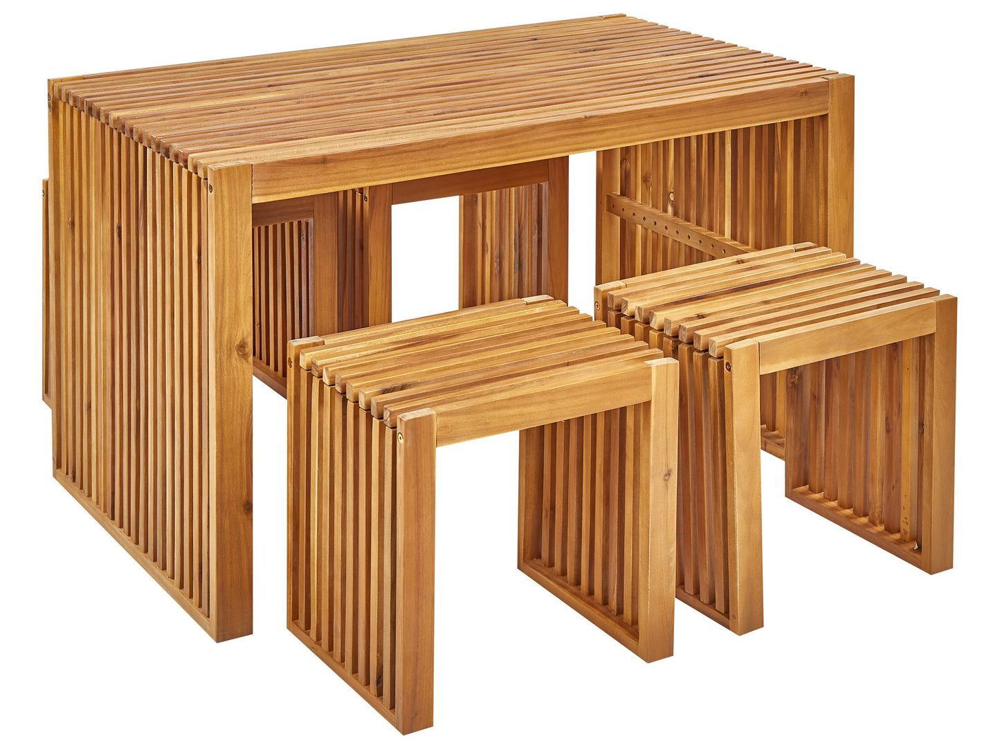 Garden Dining Set with Stools 4 Seater BELLANO Acacia Wood Brown