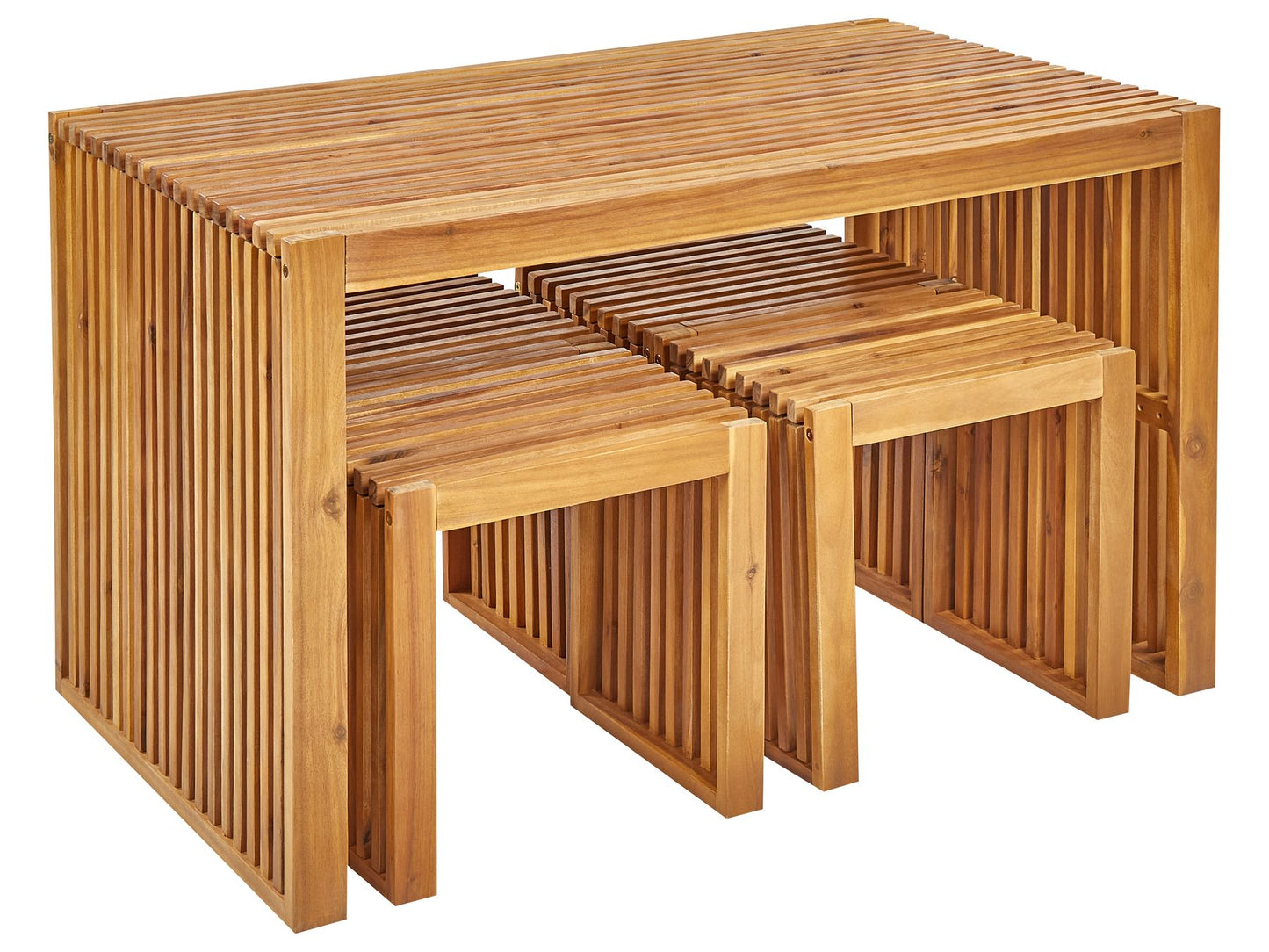 Garden Dining Set with Stools 4 Seater BELLANO Acacia Wood Brown